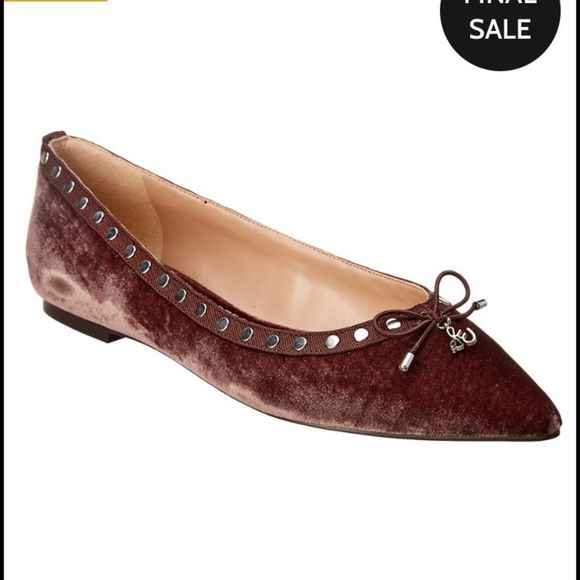 Velvet studded pointy flats - Picture 1 of 5